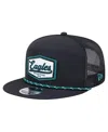 New Era Men's Black Philadelphia Eagles Ripstop Patch 9fifty Split Panel Snapback Hat In Blue