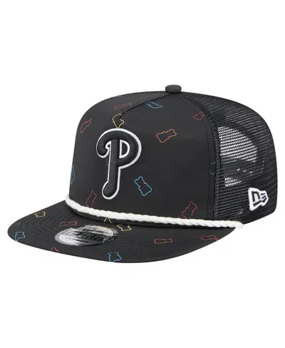 New Era Men's Black Philadelphia Phillies Gummy Golfer Trucker Adjustable Hat