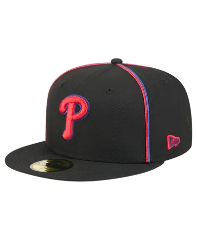 New Era Men's Black Philadelphia Phillies Soutache 59fifty Fitted Hat