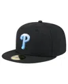 New Era Men's Black Philadelphia Phillies Tonal Koi 59fifty Fitted Hat In Black