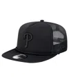 New Era Men's Black Philadelphia Phillies Tone Foam Meshback Golfer Snapback Hat In Black