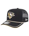 New Era Men's Black Pittsburgh Penguins Team Rope A-frame 9fifty Snapback Hat In Black