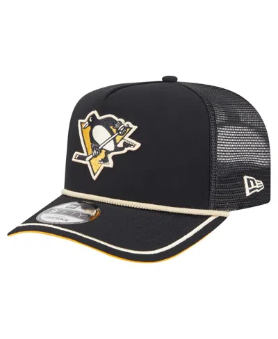 New Era Men's Black Pittsburgh Penguins Team Rope A-frame 9fifty Snapback Hat