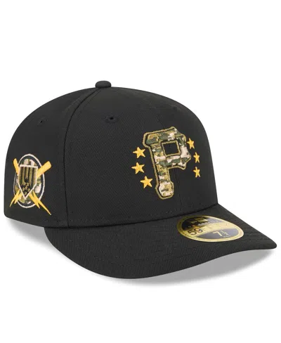 NEW ERA MEN'S BLACK PITTSBURGH PIRATES 2024 ARMED FORCES DAY LOW PROFILE 59FIFTY FITTED HAT