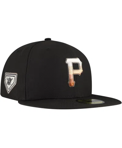 New Era Men's Black Pittsburgh Pirates Dune Gradient Side Patch 59fifty Fitted Hat