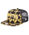 New Era Men's Black Pittsburgh Pirates Seeing Diamonds A-frame Trucker 9fifty Snapback Hat In Black