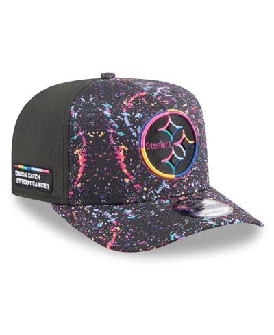 New Era Men's Black Pittsburgh Steelers 2025 Nfl Crucial Catch A-frame 9fifty Snapback Hat In Gray