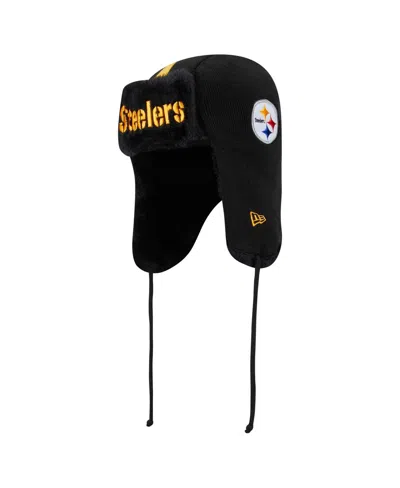 New Era Men's Black Pittsburgh Steelers Helmet Head Trapper Knit Hat