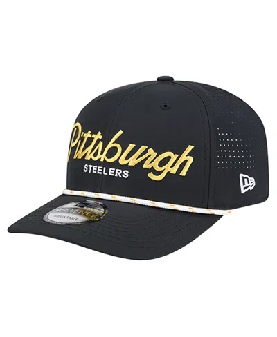 New Era Men's Black Pittsburgh Steelers Script 9seventy Adjustable Hat