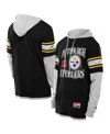New Era Men's Black Pittsburgh Steelers Twofer Layered Long Sleeve Hoodie T-shirt In Black