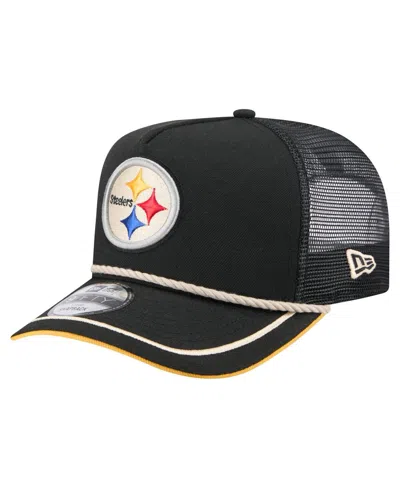 New Era Men's Black Pittsburgh Steelers Vintage Team Rope A-frame Trucker 9fifty Snapback Hat