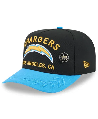 New Era Men's Black/ Powder Blue Los Angeles Chargers 2025 Nfl Draft On Stage A-frame 59fifty Fitted Hat In Black,powder Blue