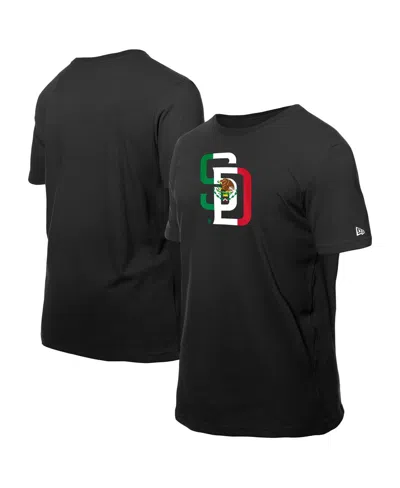 New Era Men's Black San Diego Padres Mexican Flag Logo T-shirt
