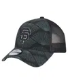 New Era Men's Black San Francisco Giants 9forty A-frame Trucker Adjustable Hat In Black