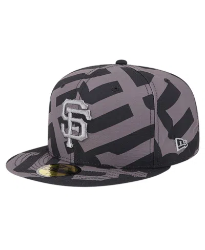 New Era Men's Black San Francisco Giants Logo Fracture 59fifty Fitted Hat In Black,graphite