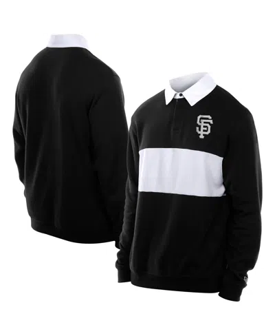 New Era Men's Black San Francisco Giants Throwback Prep Color Block Rugby Polo Shirt