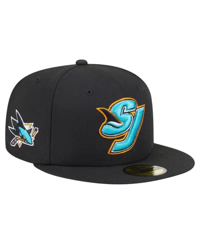 New Era Men's Black San Jose Sharks Deceptor 59fifty Fitted Hat