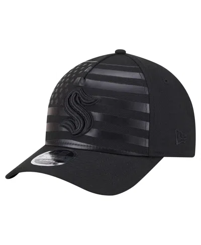 New Era Men's Black Seattle Kraken Game Day Stealth Flag 9forty A-frame Adjustable Hat