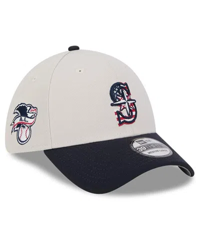 New Era Men's Black Seattle Mariners 2024 Fourth Of July 39thirty Flex Hat In Khaki