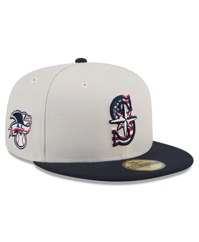 New Era Men's Black Seattle Mariners 2024 Fourth Of July 59fifty Fitted Hat In Khaki