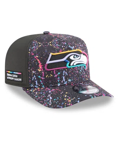 New Era Men's Black Seattle Seahawks 2025 Nfl Crucial Catch A-frame 9fifty Snapback Hat In Gray