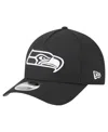 New Era Men's Black Seattle Seahawks Team Collection 9forty M-crown A-frame Adjustable Hat In Black