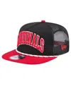 New Era Men's Black St. Louis Cardinals Throwback Meshback Golfer Hat In Black,red
