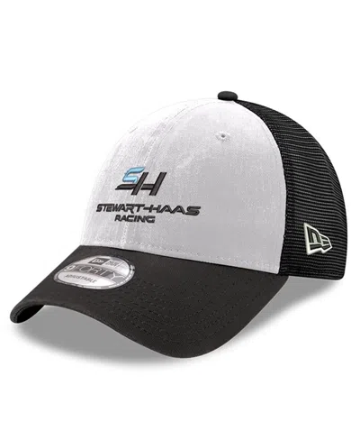 New Era Men's Black Stewart-haas Racing 9forty A-frame Foam Trucker Adjustable Hat In Black,white