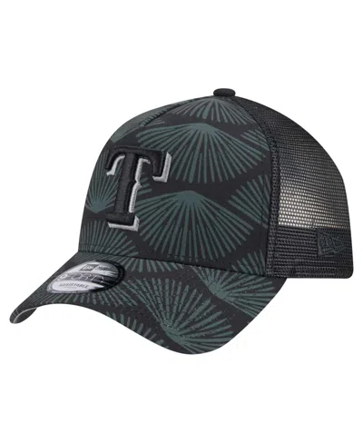 New Era Men's Black Texas Rangers 9forty A-frame Trucker Adjustable Hat