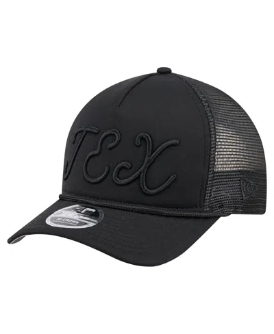 New Era Men's Black Texas Rangers City Initial 9forty A-frame M-crown Adjustable Trucker Hat