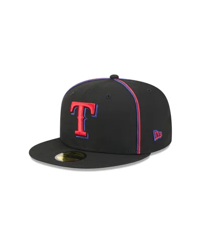 New Era Men's Black Texas Rangers Soutache 59fifty Fitted Hat