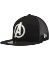 New Era Men's Black The Avengers 9fifty Snapback Trucker Hat In Black