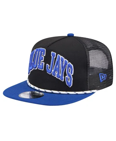 New Era Men's Black Toronto Blue Jays Throwback Meshback Golfer Hat In Black,royal