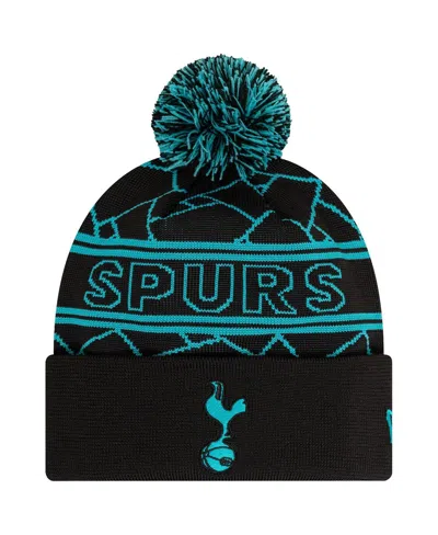 New Era Men's Black Tottenham Hotspur Sport Cuffed Knit With Pom Hat