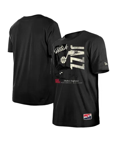 New Era Men's Black Utah Jazz Distressed Throwback Vintage Color Pack T-shirt