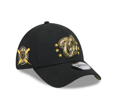 New Era Men's Black Washington Nationals 2024 Armed Forces Day 39thirty Flex Hat