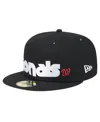 New Era Men's Black Washington Nationals Checkered Undervisor 59fifty Fitted Hat In Black