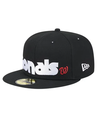 New Era Men's Black Washington Nationals Checkered Undervisor 59fifty Fitted Hat