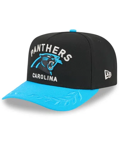 New Era Men's Black/blue Carolina Panthers 2025 Nfl Draft A-frame 9fifty Snapback Hat In Black,blue