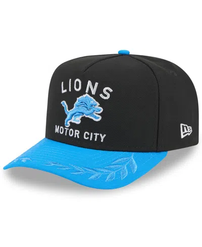 New Era Men's Black/blue Detroit Lions 2025 Nfl Draft A-frame 9fifty Snapback Hat In Black,blue