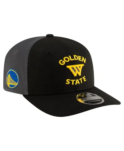New Era Men's Black/charcoal Golden State Warriors Statement Edition Jersey Hook 9seventy Stretch-snap Hat In Black,charcoal