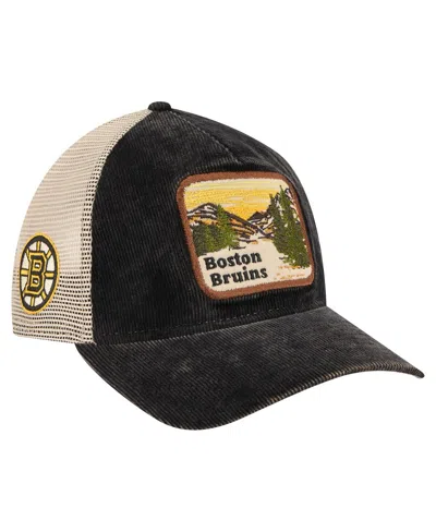 New Era Men's Black/cream Boston Bruins Vintage Landscape 9twenty A-frame Adjustable Trucker Hat In Multi