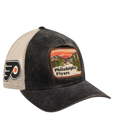 New Era Men's Black/cream Philadelphia Flyers Vintage Landscape 9twenty A-frame Adjustable Trucker Hat In Multi