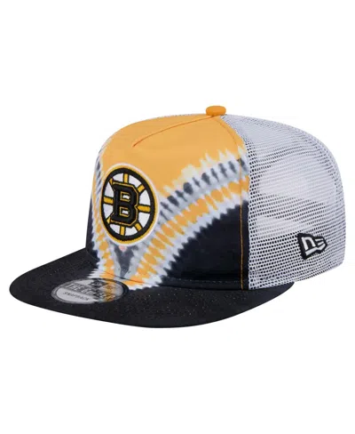 New Era Men's Black/gold Boston Bruins Throwback V-dye Adjustable Golfer Hat