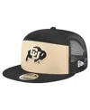 New Era Men's Black/gold Colorado Buffaloes Outdoor Wide Panel 9fifty Snapback Trucker Hat In Black