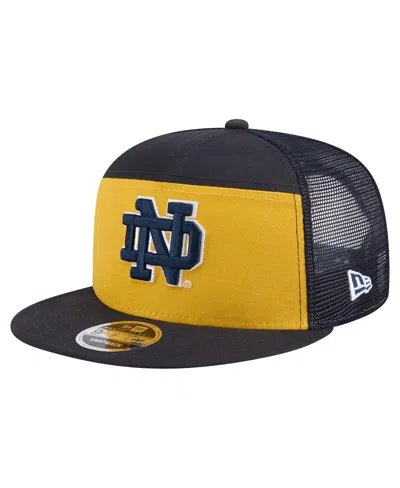 New Era Men's Black/gold Notre Dame Fighting Irish Outdoor Wide Panel 9fifty Snapback Trucker Hat