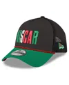 New Era Men's Black/green Nascar Mexico City Race 9forty A-frame Trucker Adjustable Hat In Multi