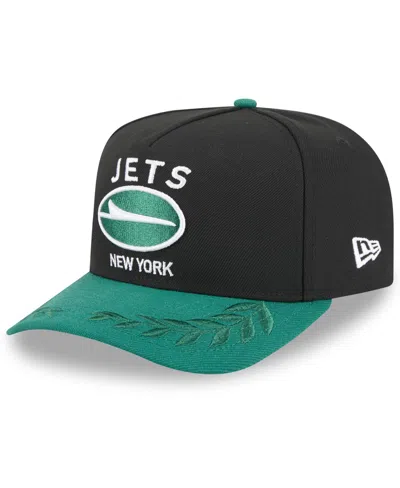 New Era Men's Black/green New York Jets 2025 Nfl Draft A-frame 9fifty Snapback Hat In Black,green