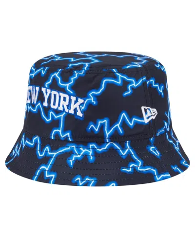 New Era Men's Black/light Blue New York Knicks Summer Sun And Storm Reversible Bucket Hat In Multi