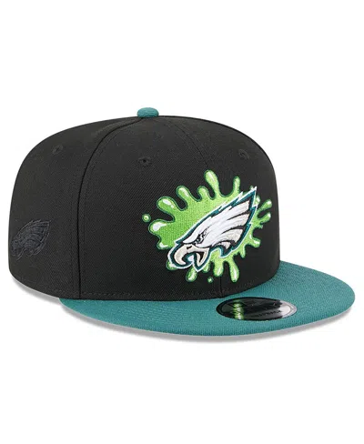 New Era Men's Black/midnight Green Philadelphia Eagles Nickelodeon Slime 9fifty Snapback Hat